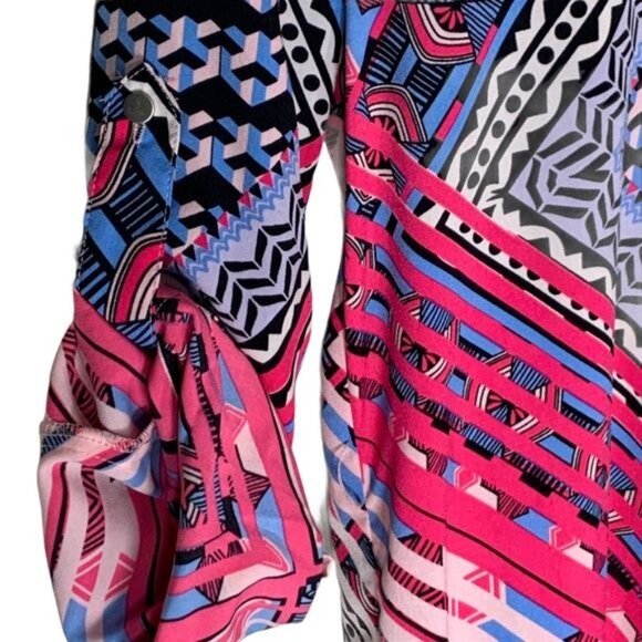 Antonio Melani Pink Blue Print Shift Dress Size 0 XS Workwear Career Sheath - Picture 7 of 9